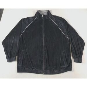 Weatherproof Performance Track Jacket Mens 2XL Black Velour Full Zip Lined Retro